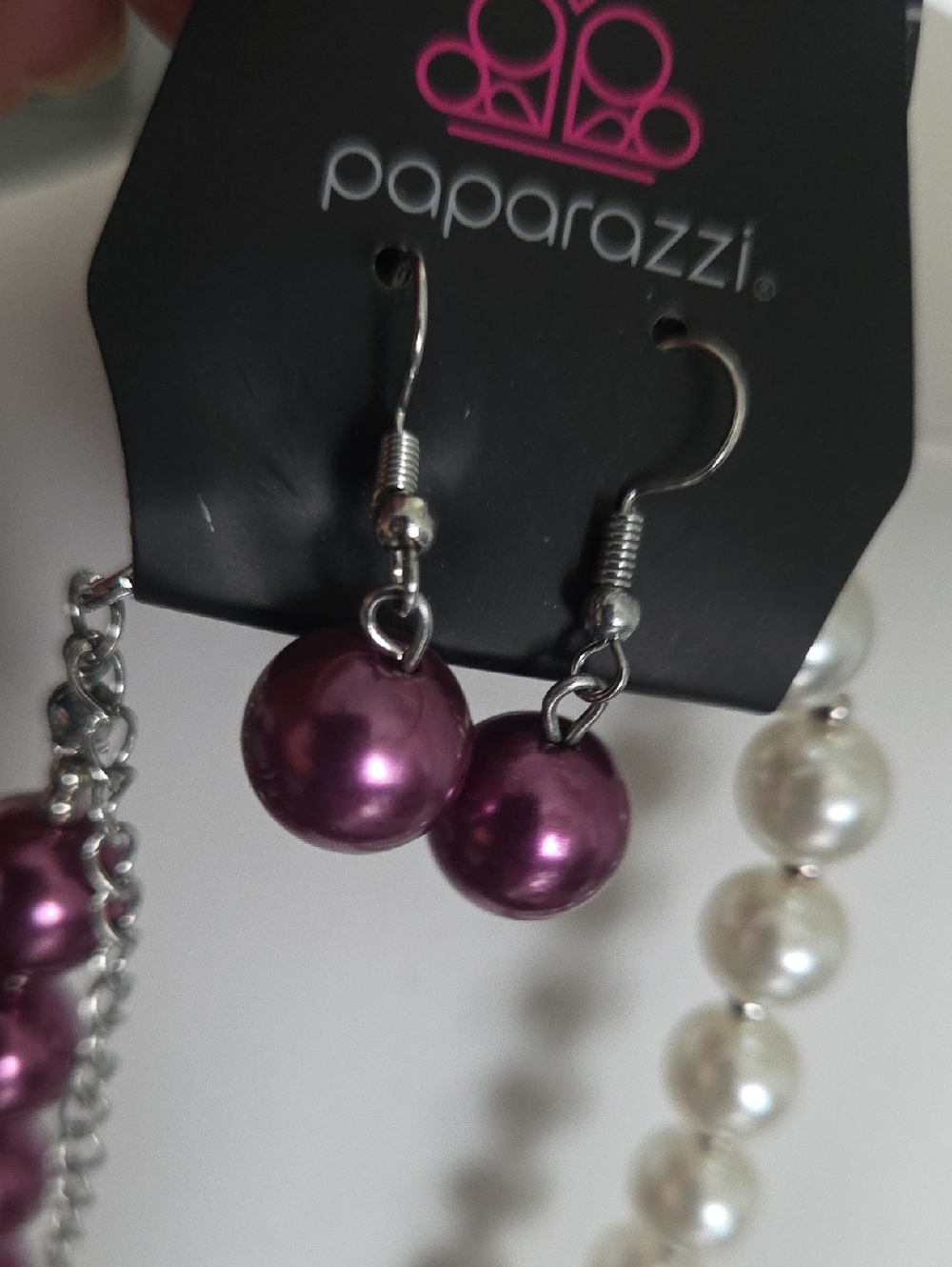 Paparazzi Purple Pearl Necklace And Matching Bracelet Set NWT - Picture 4 of 5